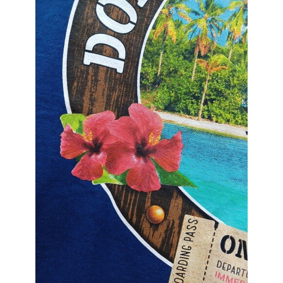 Vtg Blue T-Shirt Don't Miss the Boat Hibiscus Tropical Island Paradise Sz M - Picture 5 of 9